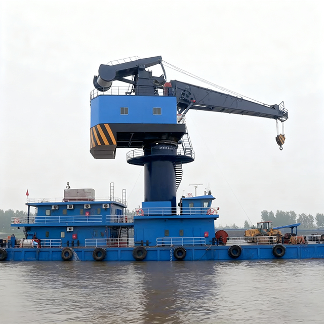 Heavy-Duty Fully Revolving Floating Crane for Marine Applications