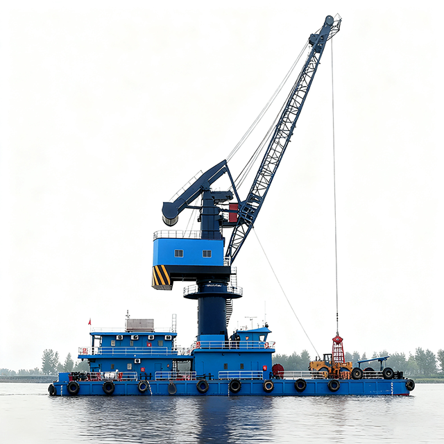 Heavy-Duty Fully Revolving Floating Crane for Marine Applications