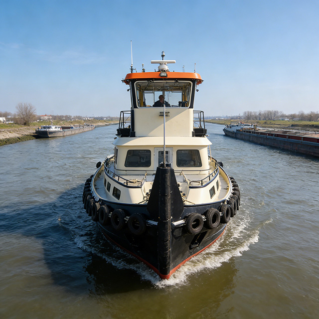 Inland Tugboat for River Towing | Shallow-Draft River Tug | Powerful Inland Waterway Tug Vessel