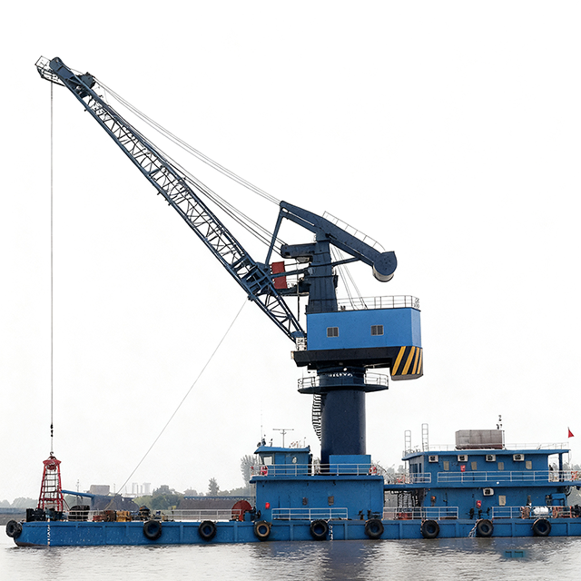Heavy-Duty Fully Revolving Floating Crane for Marine Applications